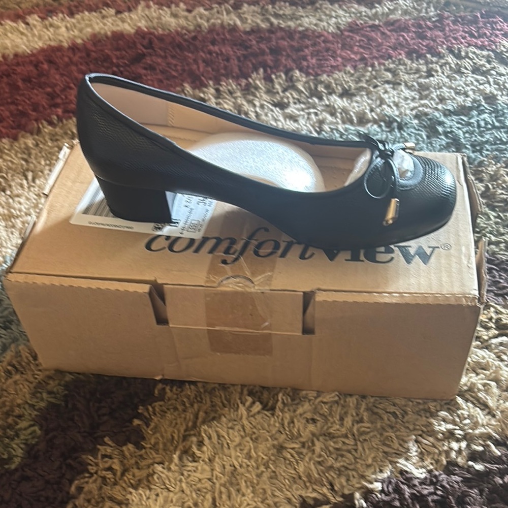 Comfortview Black Block Heel Shoes
